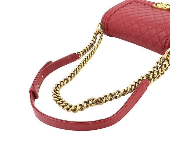 Borsa a spalla Chanel Boy con catena Chanel Rosso - vista 5