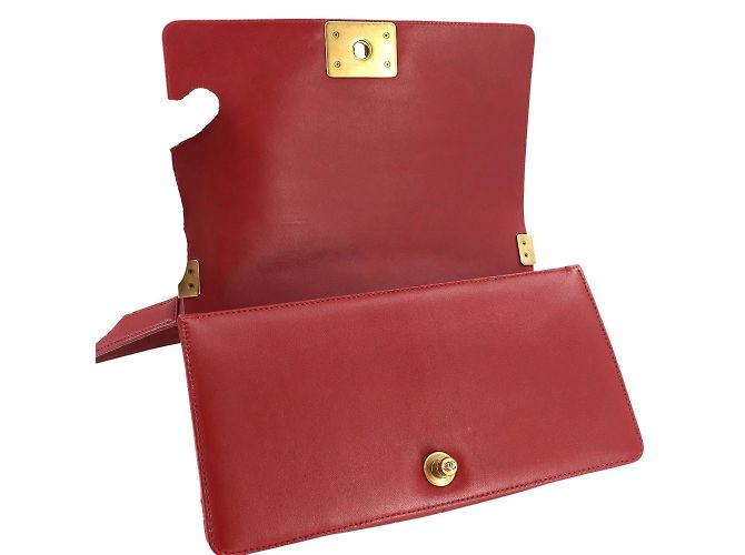 Borsa a spalla Chanel Boy con catena Chanel Rosso - vista 7