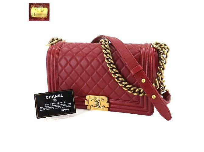 Borsa a spalla Chanel Boy con catena Chanel Rosso - vista 9