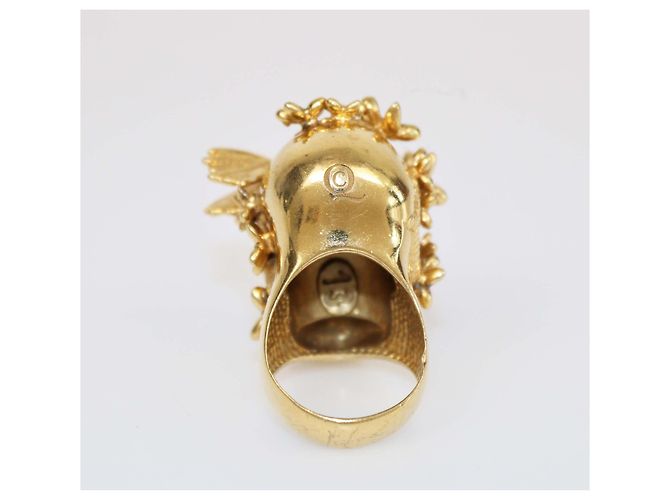 Anel de caveira em tom dourado com borboleta e flor Alexander McQueen Tamanho 56 - view 3