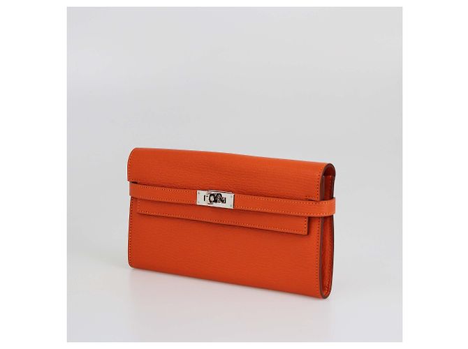Hermès Orange Chevre Mysore Kelly Langbörse - Ansicht 2
