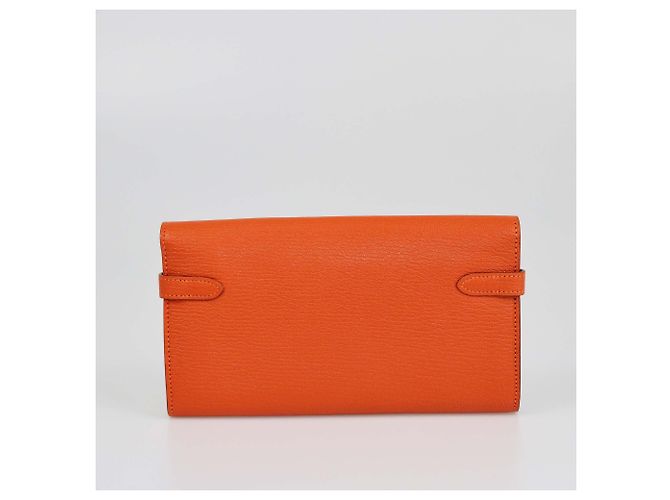 Hermès Orange Chevre Mysore Kelly Langbörse - Ansicht 3