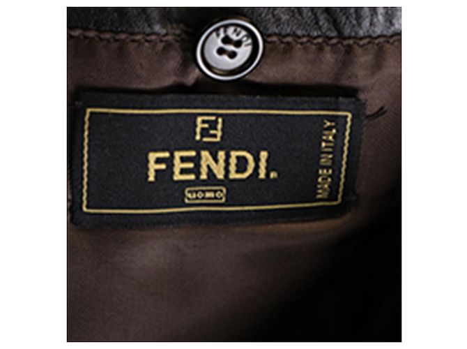 Fendi Vintage Single-Breasted Jacket in Brown Leather - view 3