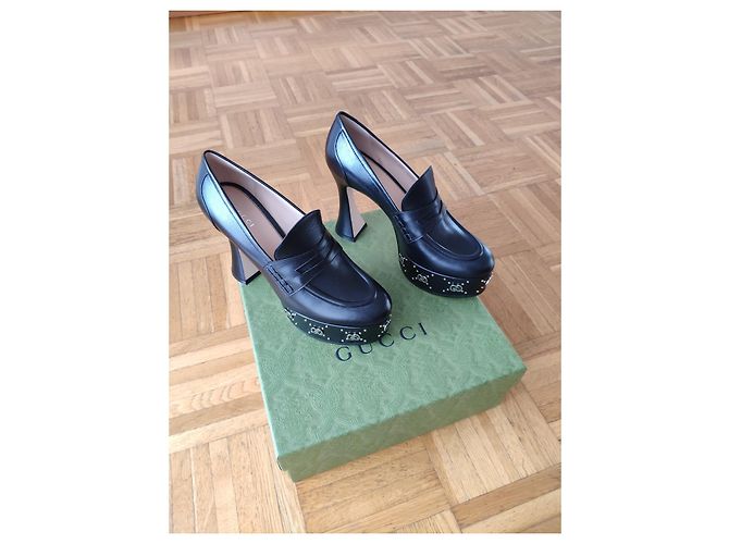 GUCCI DAMEN-MOKASSIN MIT PLATTFORME. Schwarz - Ansicht 5