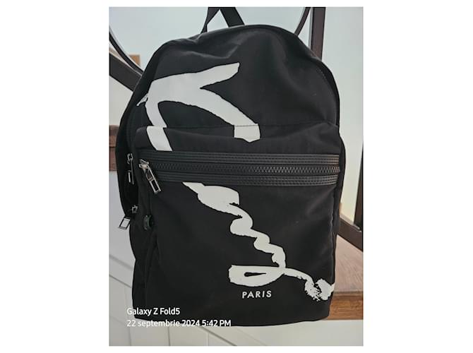 Kenzo Backpack Black Polyester Rubberized Logo - view 2