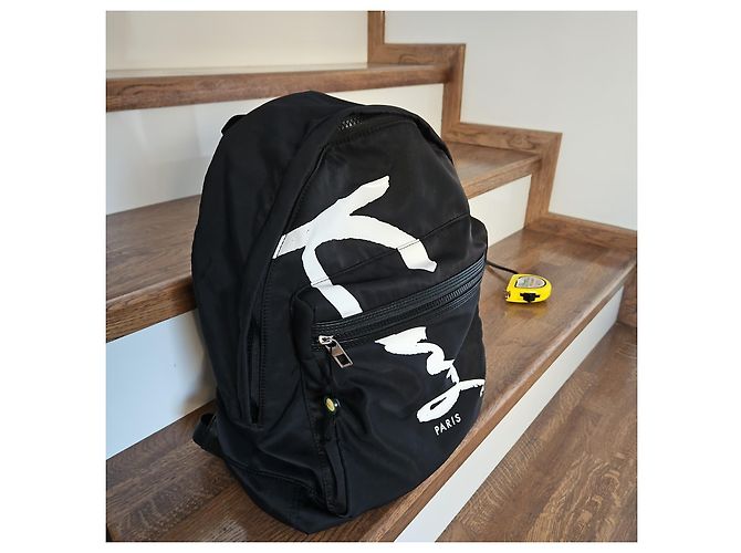 Kenzo Backpack Black Polyester Rubberized Logo - view 6