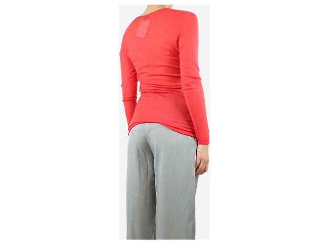 Moncler Pull léger rouge en V - taille M - vue 2