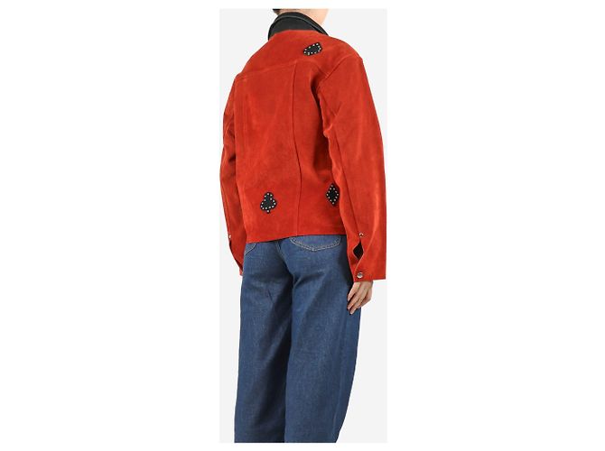 Johnnie Boden Rust suede patchwork studded jacket - size XS - view 2