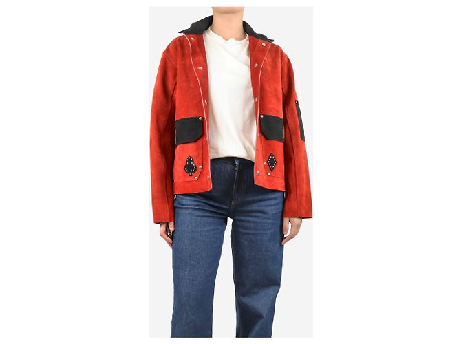 Johnnie Boden Rust suede patchwork studded jacket - size XS - view 3