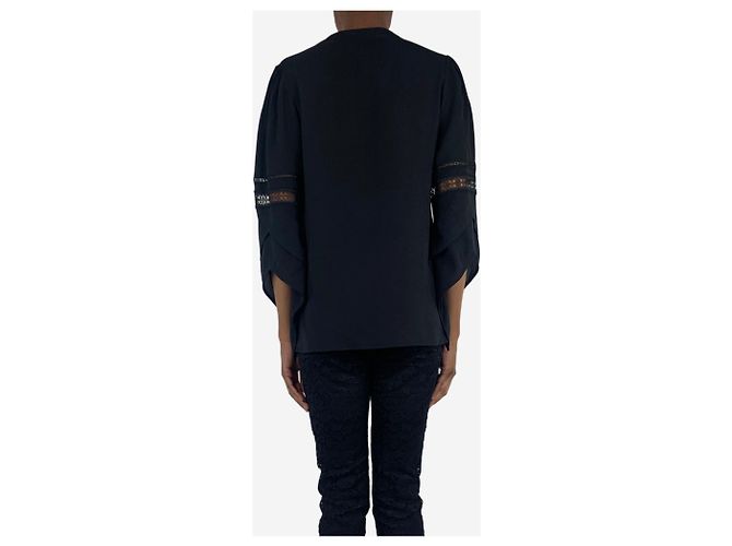 Derek Lam Schwarze Bluse mit Spitzenbesatz - Größe UK 4 - Ansicht 2