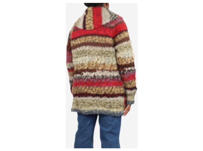 Dior Bunter, grober Wollmischung-Cardigan mit Gürtel - Größe UK 12 Mehrfarben - Ansicht 2