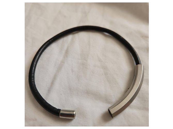 Bracciale Emporio Armani in gomma e acciaio nero - vista 7