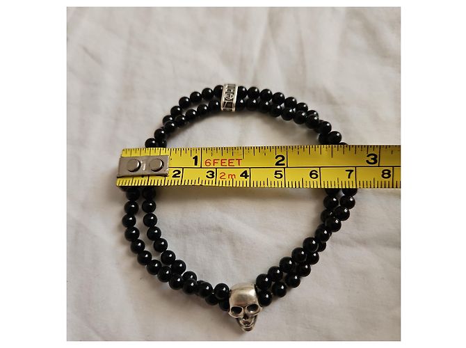 Autre Marque Bracciale a doppia fila di perline Northskull Onice Nero e Argento - vista 6