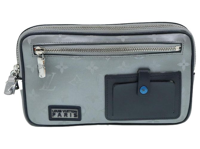 LOUIS VUITTON Borsa Clutch Satellite Alpha Monogramma Argento M44171 LV Auth 87443 - vista 13
