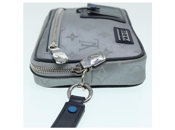 LOUIS VUITTON Borsa Clutch Satellite Alpha Monogramma Argento M44171 LV Auth 87443 - vista 4