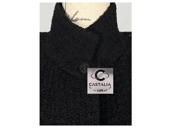 Chanel Abrigo de tweed negro con cinturón de joya de 10K$ - vista 11
