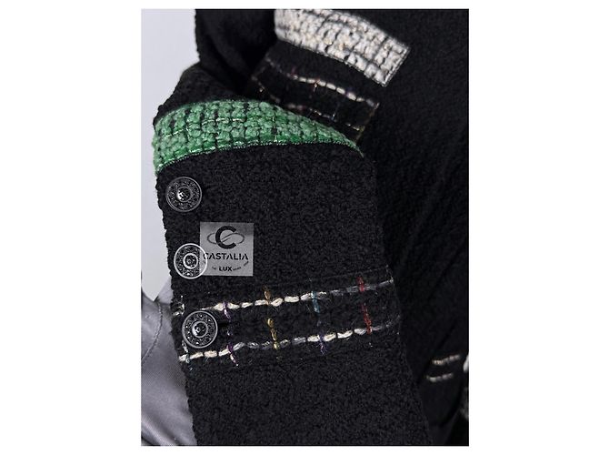 Chanel Abrigo de tweed negro con cinturón de joya de 10K$ - vista 12