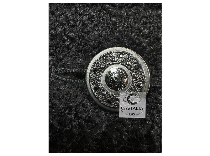 Chanel Abrigo de tweed negro con cinturón de joya de 10K$ - vista 14