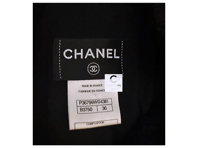 Chanel Abrigo de tweed negro con cinturón de joya de 10K$ - vista 17