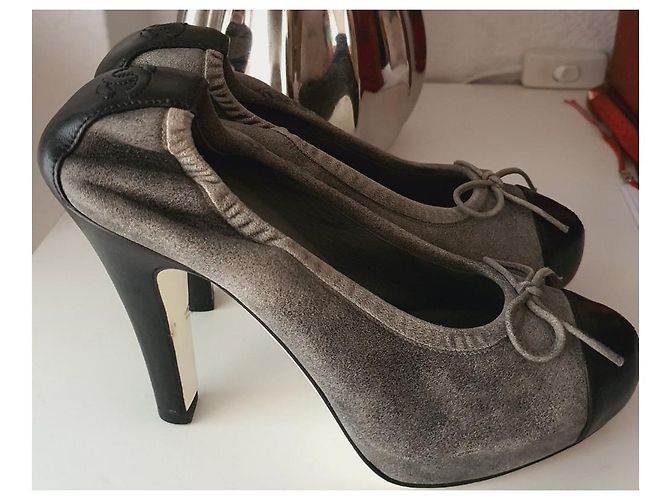 Chanel Lederpumps 35/22cm Schwarz Anthrazitgrau - Ansicht 9