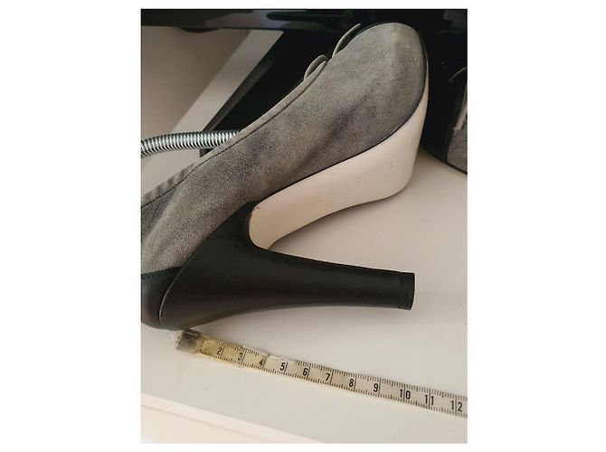 Chanel Lederpumps 35/22cm Schwarz Anthrazitgrau - Ansicht 15
