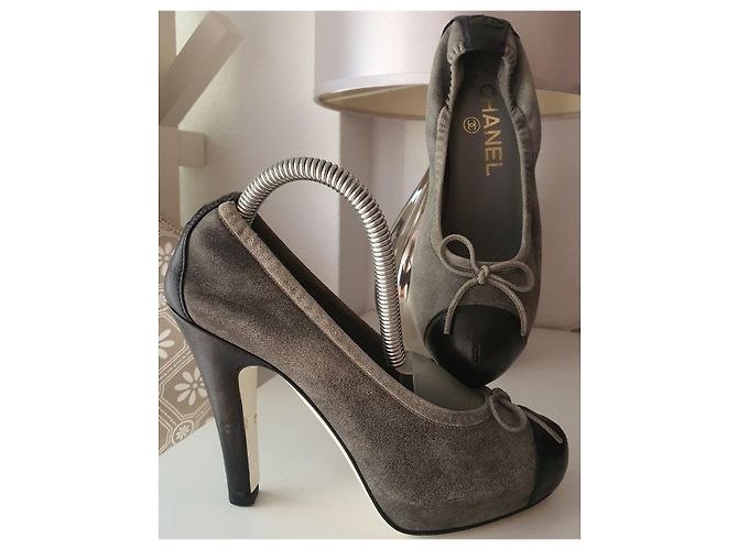 Chanel Lederpumps 35/22cm Schwarz Anthrazitgrau - Ansicht 2