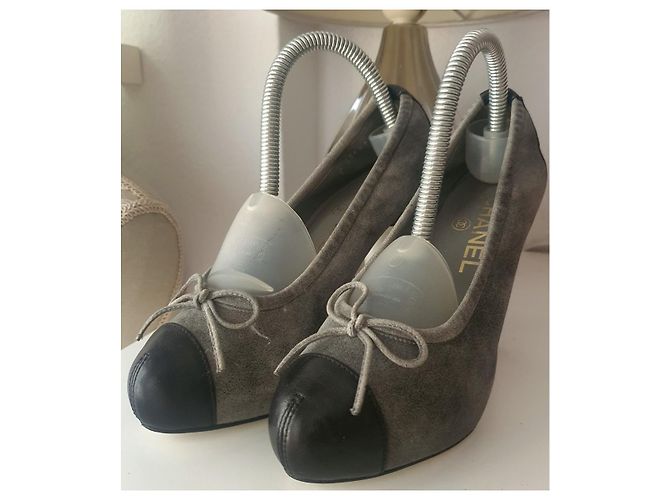 Chanel Lederpumps 35/22cm Schwarz Anthrazitgrau - Ansicht 4