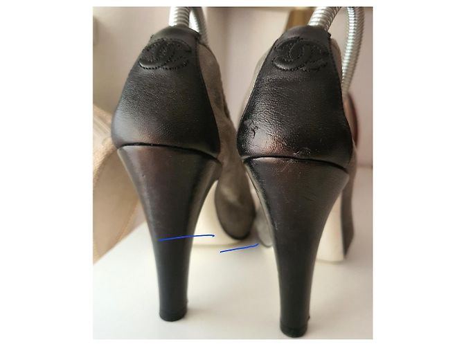 Chanel Lederpumps 35/22cm Schwarz Anthrazitgrau - Ansicht 7