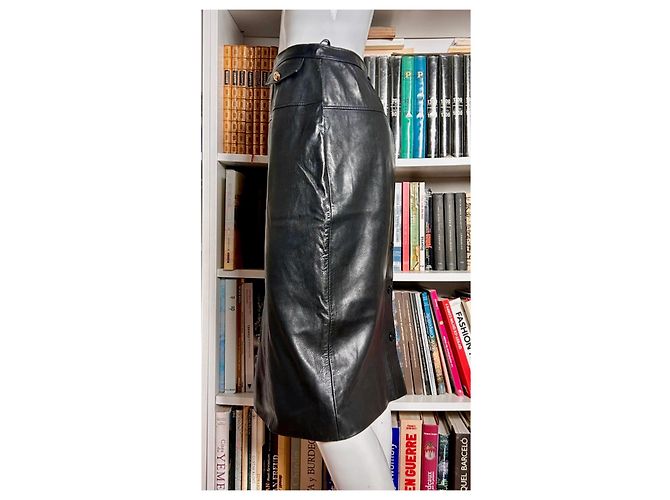 Chanel Vintage Lammleder Midikleid, FR 36 Schwarz - Ansicht 2