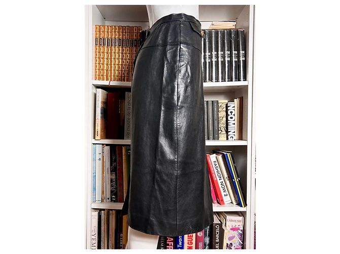 Chanel Vintage Lammleder Midikleid, FR 36 Schwarz - Ansicht 4