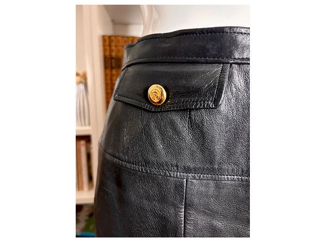 Chanel Vintage Lammleder Midikleid, FR 36 Schwarz - Ansicht 5