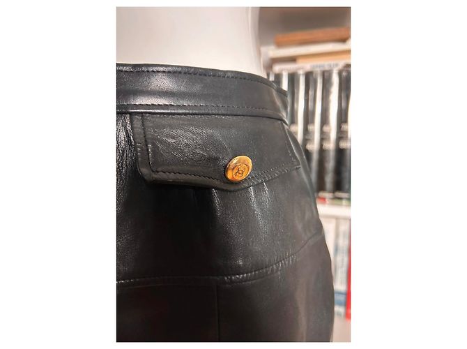 Chanel Vintage Lammleder Midikleid, FR 36 Schwarz - Ansicht 6