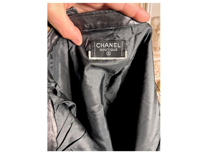 Chanel Vintage Lammleder Midikleid, FR 36 Schwarz - Ansicht 7