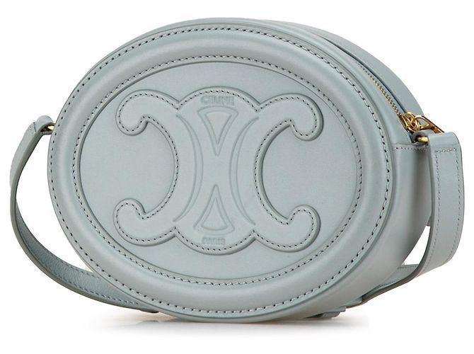 Céline Celine Blu Piccolo Crossbody in Pelle di Vitello Triomphe Ovale Blu chiaro - vista 2