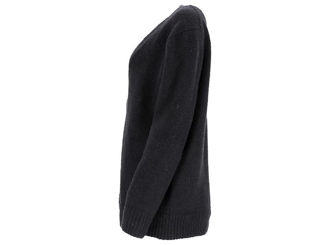 V-Ausschnitt Strickjacke mit Knöpfen aus schwarzer Wolle von Acne Studios - Ansicht 2