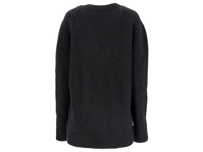 V-Ausschnitt Strickjacke mit Knöpfen aus schwarzer Wolle von Acne Studios - Ansicht 3