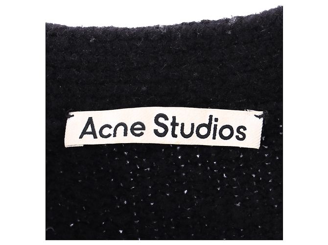 V-Ausschnitt Strickjacke mit Knöpfen aus schwarzer Wolle von Acne Studios - Ansicht 4
