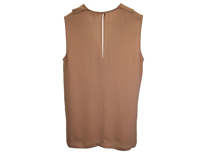 Top sin mangas Theory Salvatill en seda beige - vista 3