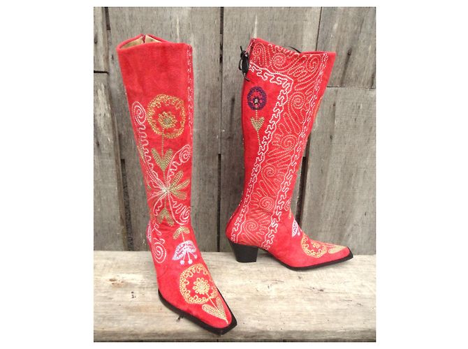 Autre Marque Botas la Bottinière de terciopelo rojo Roja - vista 2