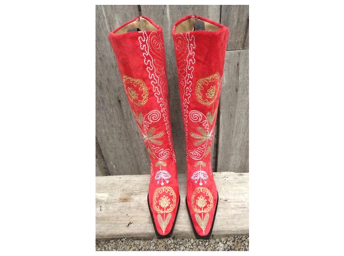 Autre Marque Botas la Bottinière de terciopelo rojo Roja - vista 3