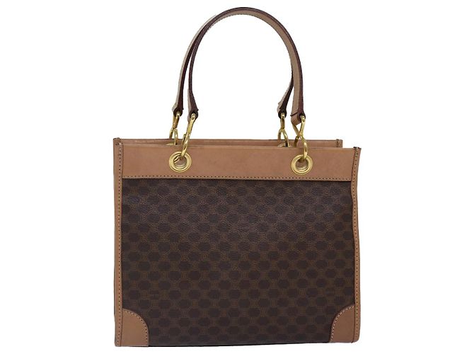 Céline Borsa a mano in tela Macadam CELINE in pelle PVC marrone oro Auth 87901 D'oro - vista 13