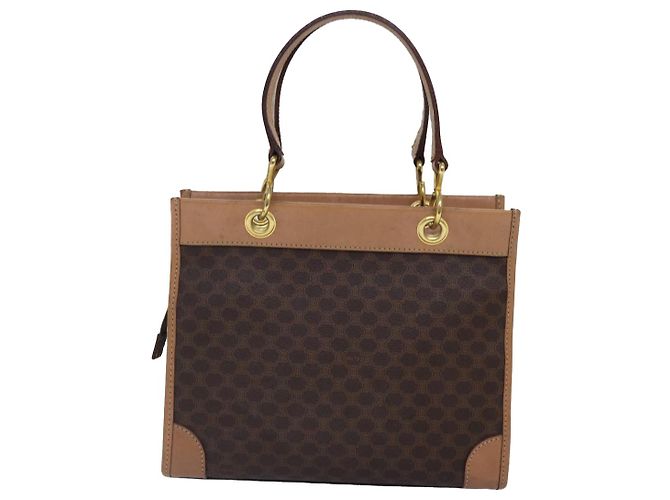Céline Borsa a mano in tela Macadam CELINE in pelle PVC marrone oro Auth 87901 D'oro - vista 2