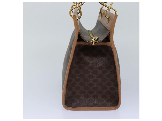 Céline Borsa a mano in tela Macadam CELINE in pelle PVC marrone oro Auth 87901 D'oro - vista 3