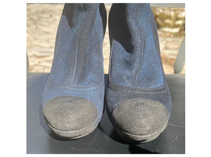 Botines Chanel de cuero azul oscuro - vista 7