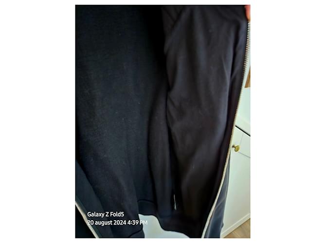 Balmain Schwarzer Baumwollpullover mit Kapuze und Lammleder - Ansicht 7