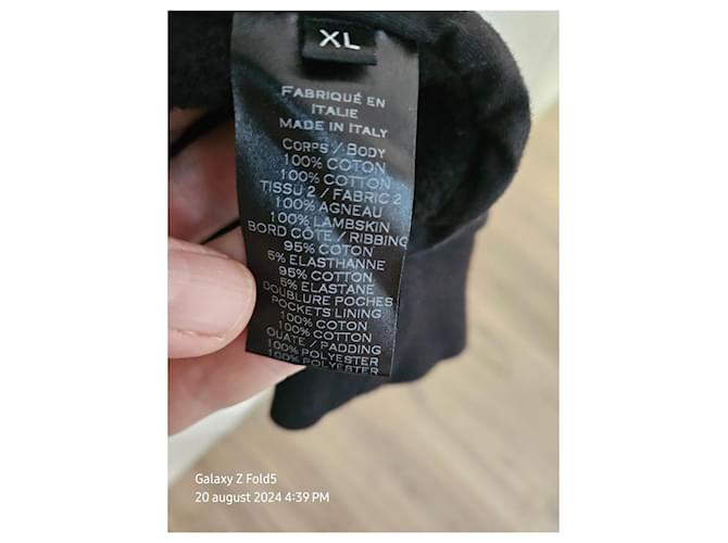Balmain Schwarzer Baumwollpullover mit Kapuze und Lammleder - Ansicht 8