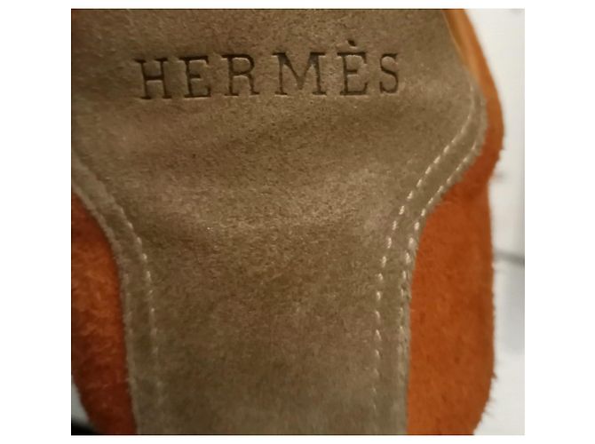 Baskets Hermès Daim Marron Orange - vue 8