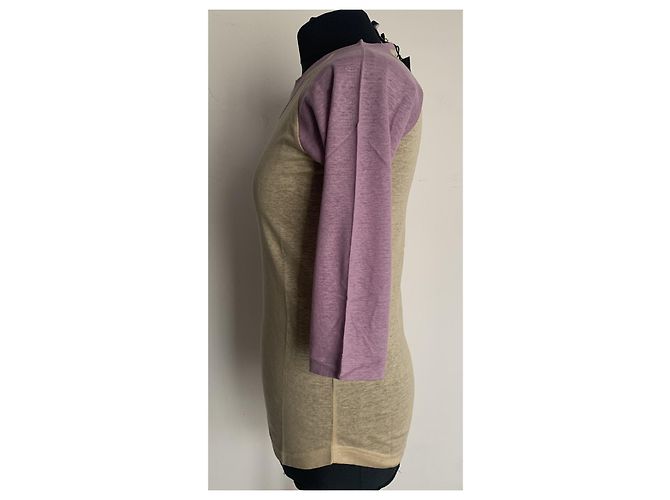 Top in lino Isabel Marant Beige e Lavanda - vista 8