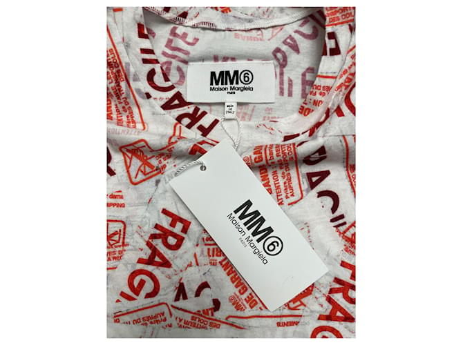 Mm6 FRAGILE Baumwollpullover Ecru Rot Mehrfarben - Ansicht 2