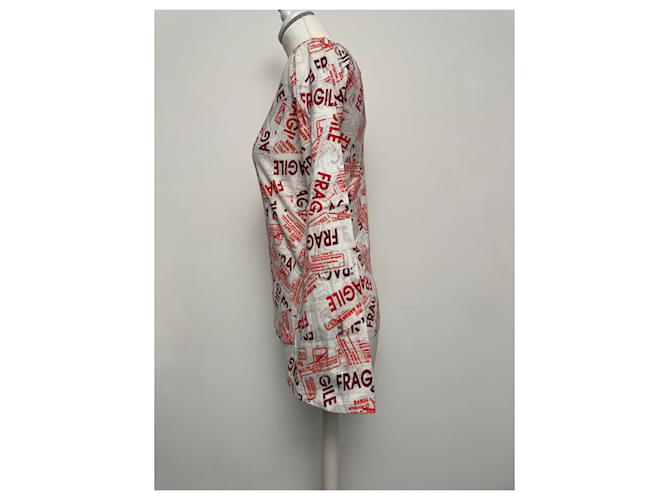 Mm6 FRAGILE Baumwollpullover Ecru Rot Mehrfarben - Ansicht 5